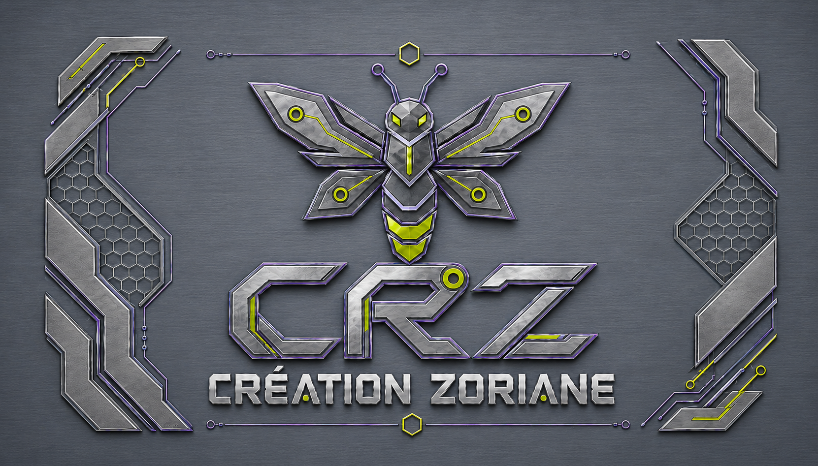 Logo métallique CRZ Création Zoriane avec une luciole technologique